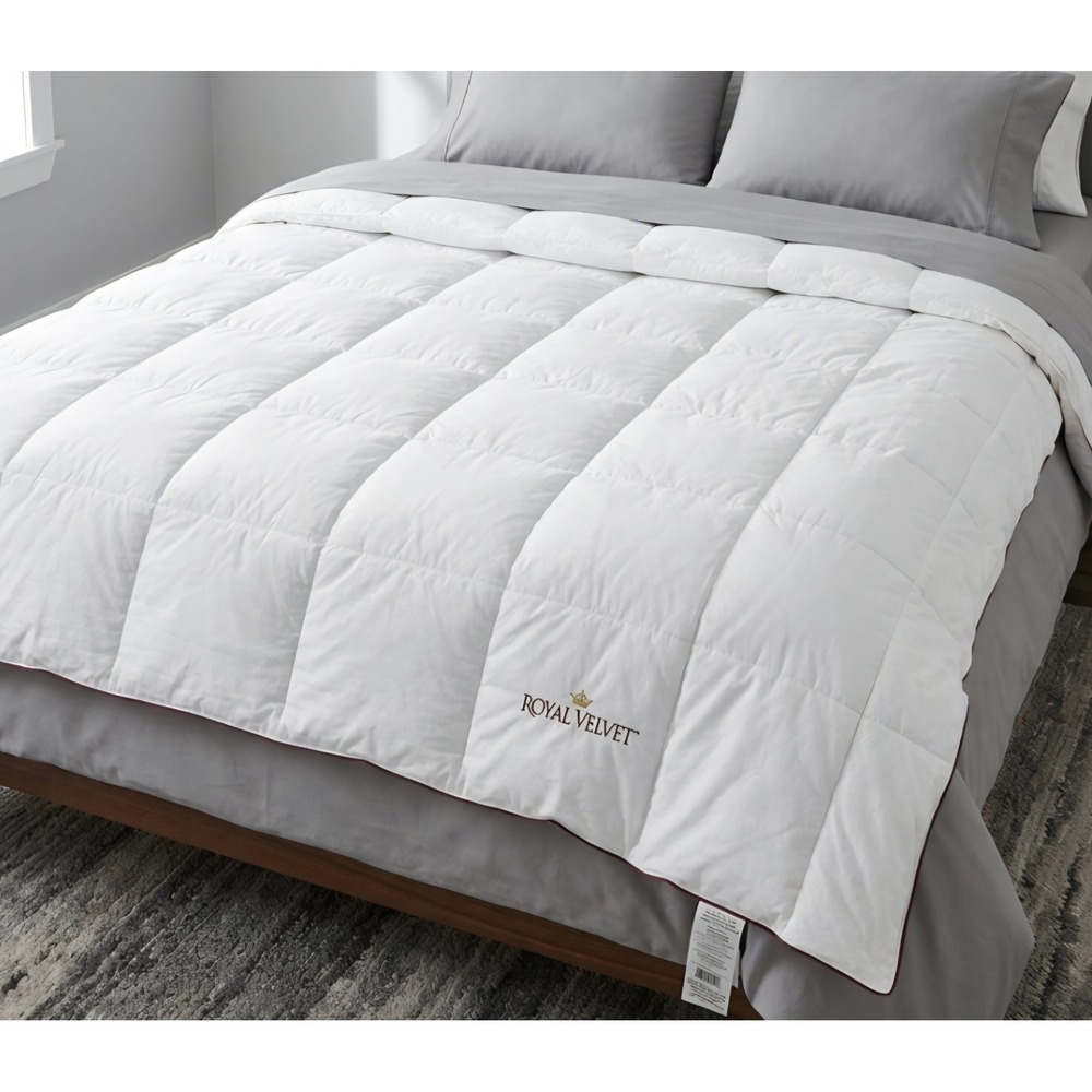 Royal Velvet Down Alternative Comforter White Full Queen Cotton 86x86 Piped Edge